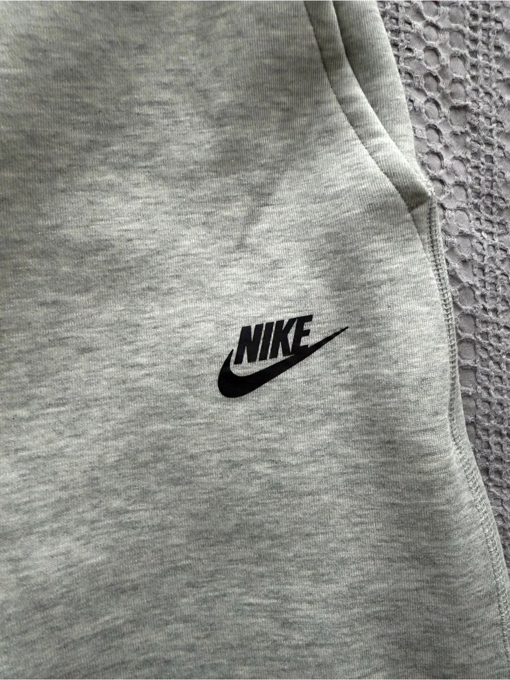 Nike Tech Light Gray Hoodie & Joggers Set with Black Accents